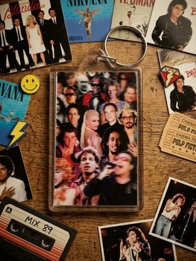 Clear Plastic Photo Keychain with Multicolor Collage Insert